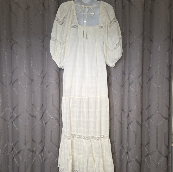 Free People All The Attitude White Maxi Dress XS Boho Cottage Core - Picture 3 of 7